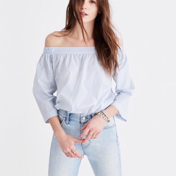 Madewell Tops - Madewell | Off Shoulder Stripe Top